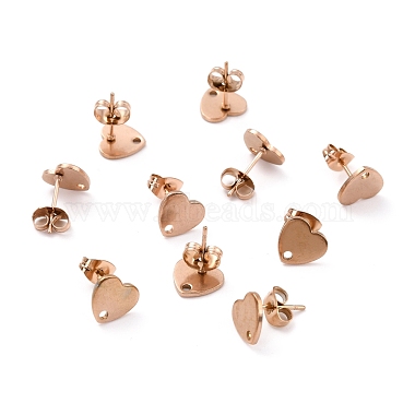 Rose Gold Heart 304 Stainless Steel Stud Earring Findings