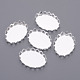 Silver Color Plated Oval Brass Bezel Cabochon Settings(X-KK-C2896A-S)-1