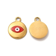 201 Stainless Steel Pendants, with Enamel, Evil Eye, Real 18K Gold Plated, 19x15x3mm, Hole: 3mm(STAS-J401-VF670-2)