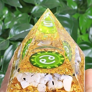 Orgonite Pyramid Resin Energy Generators, Reiki Natural White African Opal Chips Inside for Home Office Desk Decoration, Cancer, 50mm(PW-WG80884-04)