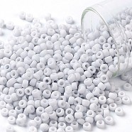 TOHO Round Seed Beads, Japanese Seed Beads, (767) Opaque Pastel Frost Light Gray, 8/0, 3mm, Hole: 1mm, about 1110pcs/50g(SEED-XTR08-0767)