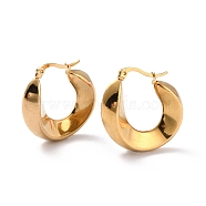 304 Stainless Steel Hoop Earrings, Hypoallergenic Earrings, Faceted Ring, Real 24K Gold Plated, 31x30.5x5~8.5mm, Pin: 0.8mm(EJEW-O096-50G)