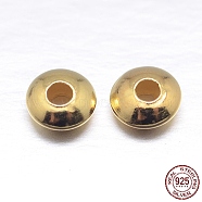 Saucer 925 Sterling Silver Spacer Beads, Real 18K Gold Plated, 5x2.5mm, Hole: 1.6mm, about 150pcs/20g(STER-M101-12-5mm)