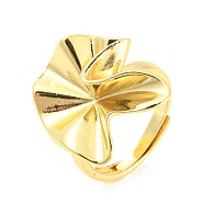 Brass Twist Flat Round Adjustable Ring, Lead Free & Cadmium Free, Real 18K Gold Plated, US Size 6(16.5mm)(RJEW-Q781-11G)