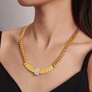 304 Stainless Steel with Seashell Necklace, Golden, 19.17 inch(48.7cm)(NJEW-Q322-04G)