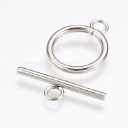 304 Stainless Steel Toggle Clasps, Stainless Steel Color, Ring: 20x16.5x2mm, Hole: 3mm, Bar: 23x6.5x2mm, Hole: 3mm(X-STAS-F114-04P-C)
