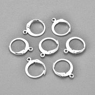 304 Stainless Steel Leverback Earring Findings, with Loop, Silver, 14x12x2mm, Hole: 1.2mm, Pin: 0.6x1mm(STAS-F155-13S)
