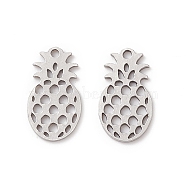 201 Stainless Steel Pendants, Laser Cut, Hollow, Pineapple Charm, Stainless Steel Color, 16x9x1mm, Hole: 1.2mm(STAS-G296-14P)