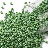 TOHO Round Seed Beads, Japanese Seed Beads, (407F) Green Opaque Rainbow Matte, 11/0, 2.2mm, Hole: 0.8mm, about 1110pcs/10g(X-SEED-TR11-0407F)