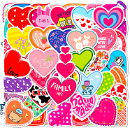 50Pcs Valentine's Day Waterproof Vinyl Heart Stickers Set, Adhesive Decals, for Suitcase & Skateboard & Refigerator Decor, Colorful, 40~80mm(PW-WG30645-01)