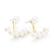 Brass Stud Earring Findings, with Beads, Real 18K Gold Plated, 14.5x18.5x9mm, Pin: 1.2mm(EJEW-O106-11G)