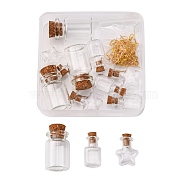 DIY Glass Wishing Bottles Dangle Earring Making Kit, Including Cube & Star Glass Bottle, Iron Earring Hooks, Golden, 72Pcs/box(DIY-FS0002-75)