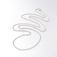Iron Curb Chain Necklaces, with Brass Spring Ring Clasps, Silver Color Plated, 27.7 inch(NJEW-JN01045)