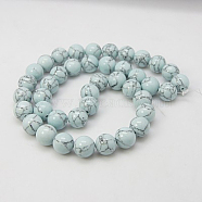 Synthetic Turquoise Beads Strands, Dyed, Round, Light Blue, 10mm, Hole: 1mm, about 40pcs/strand, 15.7(TURQ-H038-10mm-XXS20)