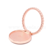 Zinc Alloy Cell Phone Ring Holder, For DIY UV Resin, Epoxy Resin, 360 Degree Rotation, Finger Grip Stand Holder, Flat Round, Rose Gold, Tray: 25mm, 3.4x0.4cm(FIND-C006-01B)