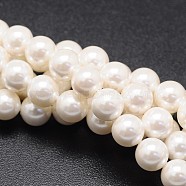 Shell Pearl Beads Strands, Round, White, 16mm, Hole: 1mm, about 24pcs/strand, 15 inch(BSHE-E008-16mm-12)
