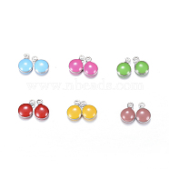 304 Stainless Steel Enamel Charms, Enamelled Sequins, Flat Round, Mixed Color, 8.5x6x3mm, Hole: 1mm(X-STAS-N0013-10P)