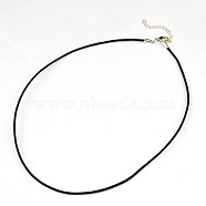 Leather Cord Necklace Making, with Zinc Alloy Lobster Claw Clasps and Brass Findings, Nickel Free, Platinum Metal Color, Black, 17.3 inch~18.5 inch(44~47cm), 3mm(NJEW-A280-3.0mm-01)