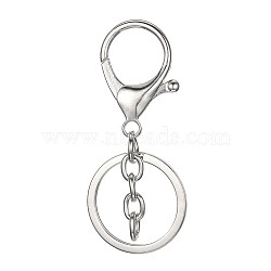 Alloy Key Clasps, with Iron  Rings and Iron Chains, Platinum, 67.5mm(KEYC-D059)