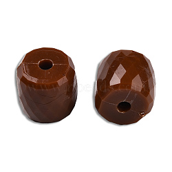 Opaque Acrylic Beads, Faceted, Barrel, Saddle Brown, 13x13mm, Hole: 2mm, about 290pcs/500g(SACR-N017-05C)