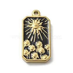 304 Stainless Steel Pendants, with Enamel, Rectangle with Tarot Pattern, Golden, Sun, 25.5x13x3mm, Hole: 2mm(STAS-G320-02F-G)