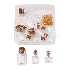 DIY Glass Wishing Bottles Dangle Earring Making Kit, Including Cube & Star Glass Bottle, Iron Earring Hooks, Golden, 72Pcs/box(DIY-FS0002-75)
