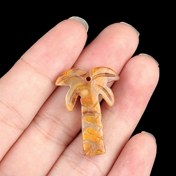 Natural Crazy Agate Pendants, Coconut Tree, 28x18~22mm