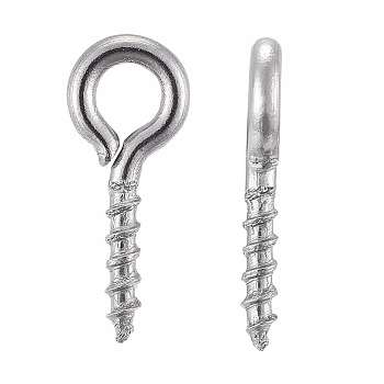 304 Stainless Steel Screw Eye Pin Peg Bails, For Half Drilled Beads, Stainless Steel Color, 10x4x1mm, Hole: 2mm