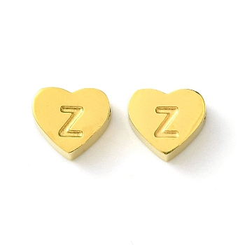 Ion Plating(IP) 316 Surgical Stainless Steel Beads, Love Heart with Letter Bead, Real 18K Gold Plated, Letter Z, 5.5x6.5x2.5mm, Hole: 1.4mm