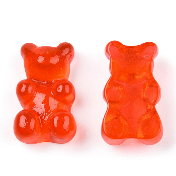 Resin Cabochons, Bear, Red, 17.5x10.5x7.5mm