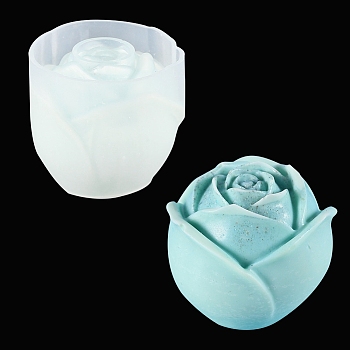 Scented Candle Molds, Rose Flower Silicone Molds, for Valentine's Day, White, 6x6.5cm