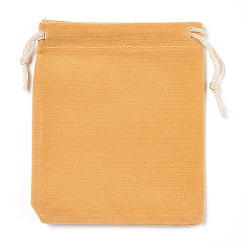 Rectangle Velvet Pouches, Gift Bags, Goldenrod, 12x10cm