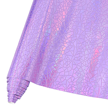 Triangle Pattern Gilding PU Imitation Leather Fabric, for DIY Handmade Craft, Medium Purple, 20x0.05cm