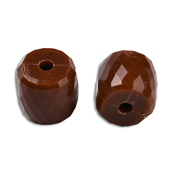 Opaque Acrylic Beads, Faceted, Barrel, Saddle Brown, 13x13mm, Hole: 2.7~2.8mm, about 290pcs/500g