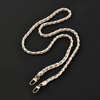 Chain Bag Straps, Iron with Alloy and PU Leather Purse Straps, Light Gold, White, 115x1cm