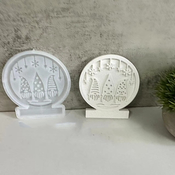 Christmas Theme DIY Silicone Molds, Resin Casting Molds, for UV Resin, Epoxy Resin Craft Making, White, Gnome, 125x112x11mm