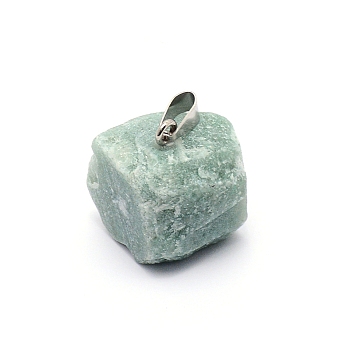 Natural Green Aventurine Pendants, with Alloy Accessories, with Platinum Peg Bail & Snap On Bails, Irregularity Shape, 26~32x20~28x16~20mm, Hole: 4x7.5mm