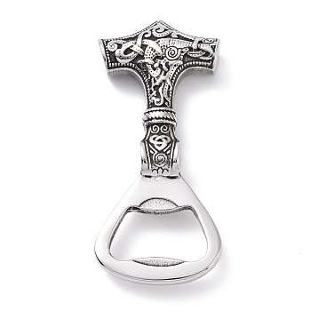 Tibetan Style 304 Stainless Steel Manual Polishing Big Pendants, Anchor Charms, Bottle Opener Charms, Antique Silver, 70x31x11mm, Hole: 11.5x23.5mm