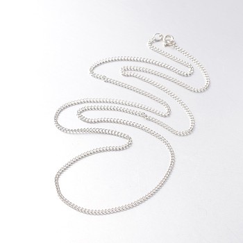 Iron Curb Chain Necklaces, with Brass Spring Ring Clasps, Silver Color Plated, 27.7 inch