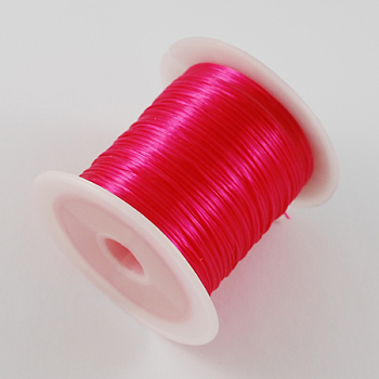 Flat Elastic Crystal String, Elastic Beading Thread, for Stretch Bracelet Making, Deep Pink, 1mm, about 10.93 yards(10m)/roll