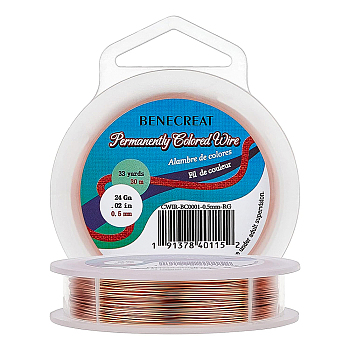 Round Craft Copper Wire, Other Color, 0.5mm, 24 Gauge