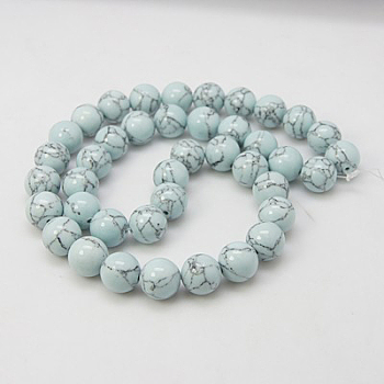 Synthetic Turquoise Beads Strands, Dyed, Round, Light Blue, 10mm, Hole: 1mm, about 40pcs/strand, 15.7