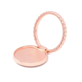 Zinc Alloy Cell Phone Ring Holder, For DIY UV Resin, Epoxy Resin, 360 Degree Rotation, Finger Grip Stand Holder, Flat Round, Rose Gold, Tray: 25mm, 3.4x0.4cm