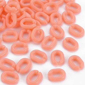 Opaque Acrylic Linking Rings, Quick Link Connectors, For Jewelry Chains Making, Oval, Tomato, 10x7.5x2.5mm, Hole: 3x5.5mm
