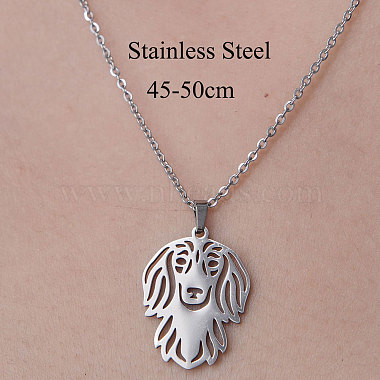 201 Stainless Steel Hollow Dog Pendant Necklace(NJEW-OY001-32)-3