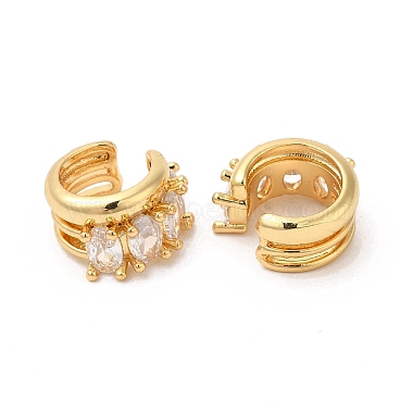 Real 16K Gold Plated Brass Cuff Earrings with Rhinestone for Women(EJEW-D065-07G-03)-2