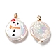 Baroque Style Natural Keshi Pearl Pendants with Enamel(PEAR-G013-02A)-2