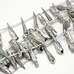 Electroplate Gemstone Natural Quartz Crystal Beads Strands, Nuggets, Silver Plated, 18~35x6~14x6~12mm, Hole: 1mm, about 22pcs/strand, 15.74 inch(G-L135-05)