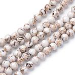 Assembled Synthetic Turquoise and Shell Beads Strands, Dyed, Round, White, 4mm, Hole: 0.5mm, about 95pcs/strand, 15.7 inch(G-S212-4mm-02)