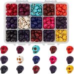 Halloween Theme Dyed Synthetic Turquoise Bead Strands, Skull, Mixed Color, 10x8x10mm, Hole: 1mm, 330pcs/box(G-GA0001-04)